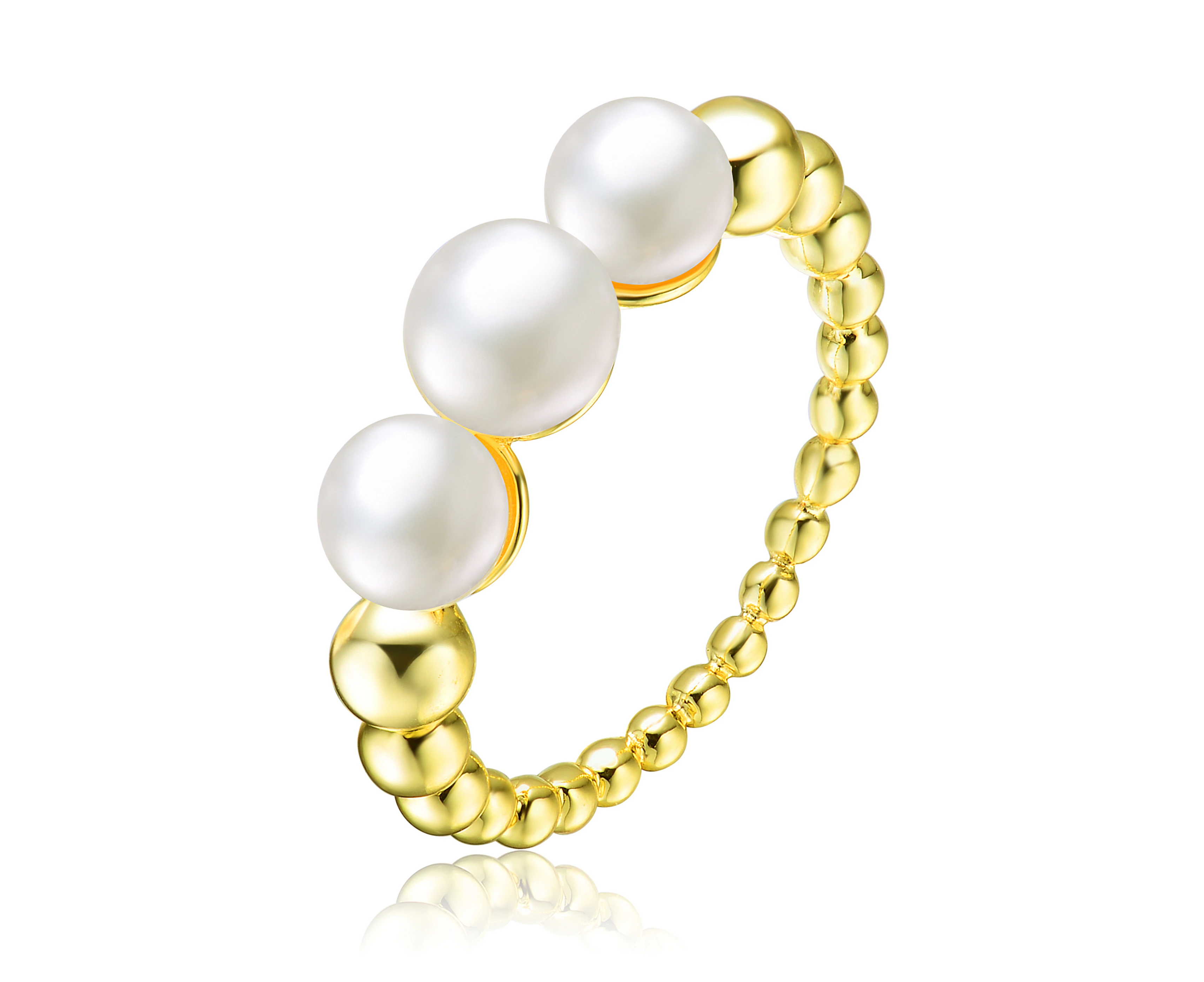 Genevive Gold Freshwater Pearls Stacking Band Ring