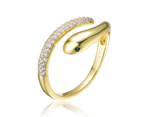 Rachel Glauber Gold Cubic Zirconia Snake Bypass Ring