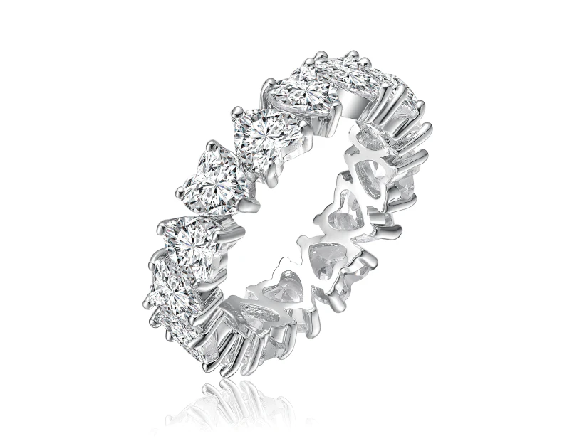 Rachel Glauber Silver Heart Cubic Zirconia Band Ring