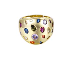 Rachel Glauber Rainbow Gemstone Cubic Zirconia Dome Ring