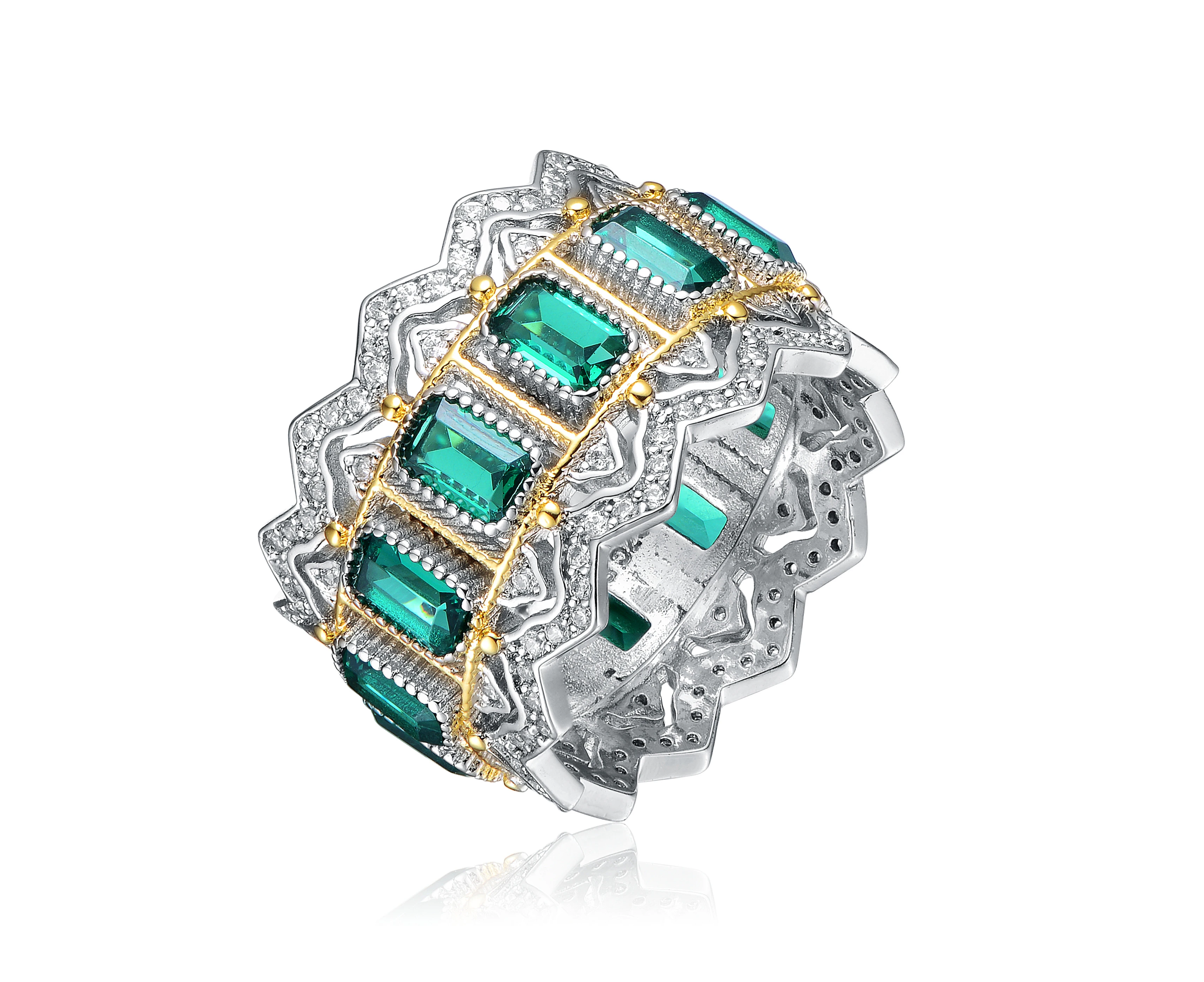 Rachel Glauber Cubic Zirconia Two Tone Cocktail Ring