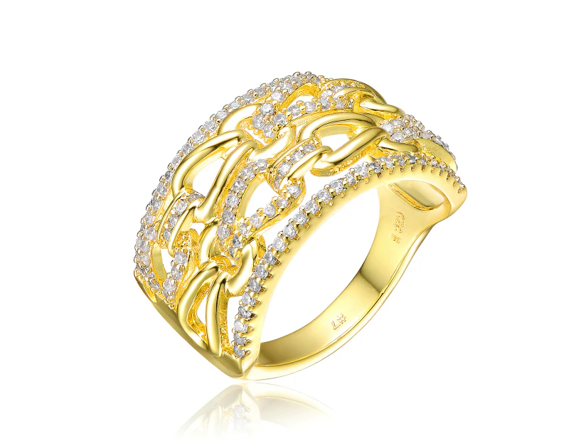 Rachel Glauber Gold Cubic Zirconia linked Cocktail Ring