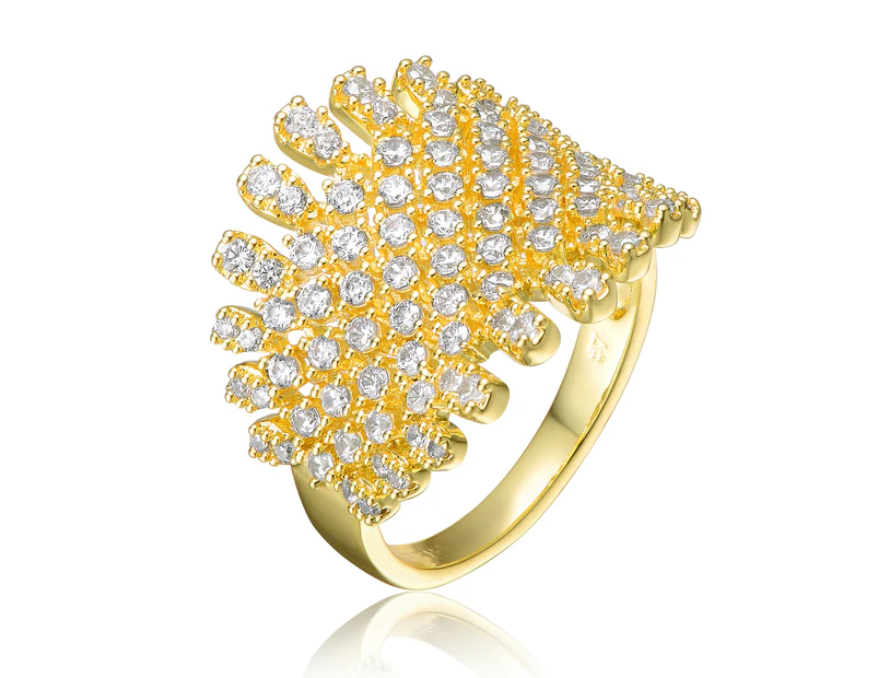 Rachel Glauber Gold Cubic Zirconia Cluster Dome Ring