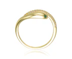 Rachel Glauber Gold Cubic Zirconia Snake Bypass Ring