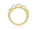 Genevive Gold Freshwater Pearls Stacking Band Ring