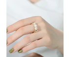 Genevive Gold Freshwater Pearls Stacking Band Ring