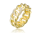 Rachel Glauber Gold Round Cubic Zirconia Linked Chain Band Ring