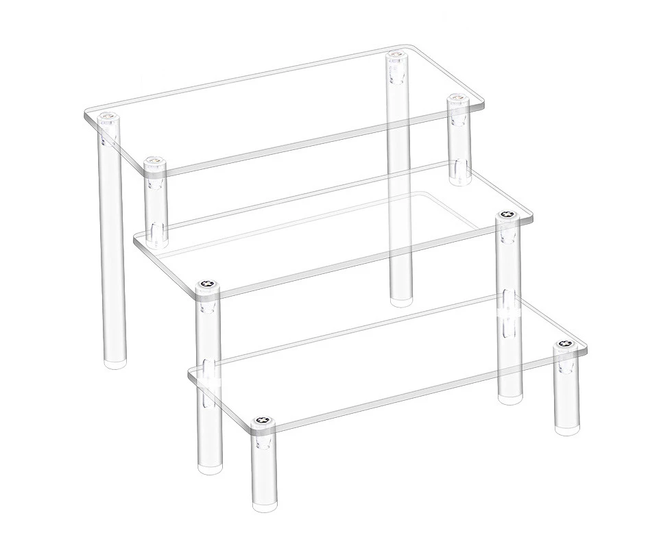 2Pcs 3 Tier Acrylic Display Stand for Character Toys Transparent Cosmetic Jewellery Display Stand