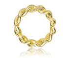 Rachel Glauber Gold Round Cubic Zirconia Linked Chain Band Ring