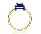 Rachel Glauber Sapphire Blue Radiant Halo Ring