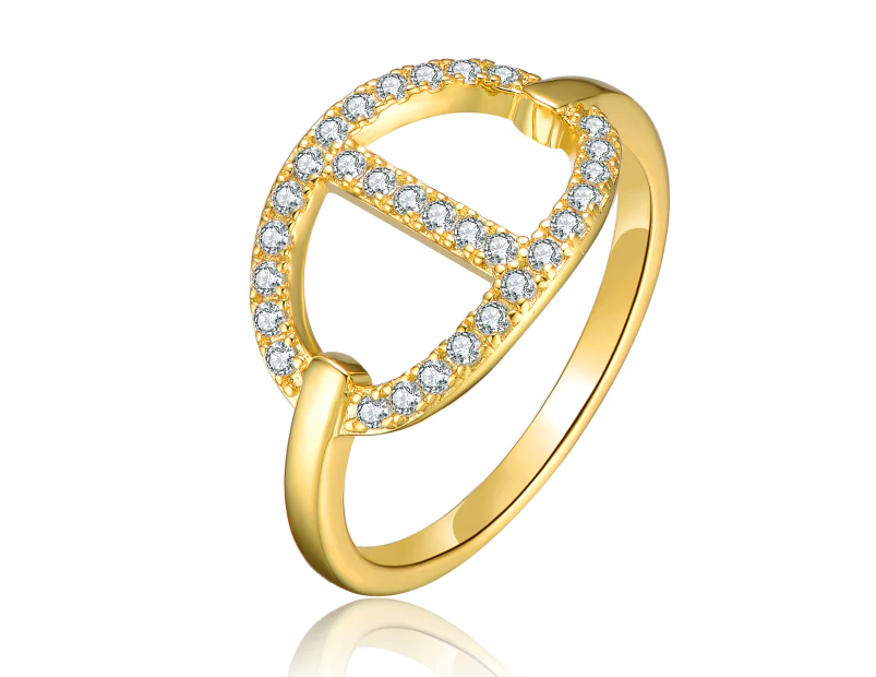 Rachel Glauber Gold with Clear Cubic Zirconia Mesmerising Design Ring