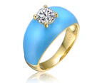 Rachel Glauber Solitaire Blue Enamel Dome Ring