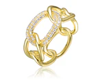 Rachel Glauber Gold Cubic Zirconia interlocking chain Ring