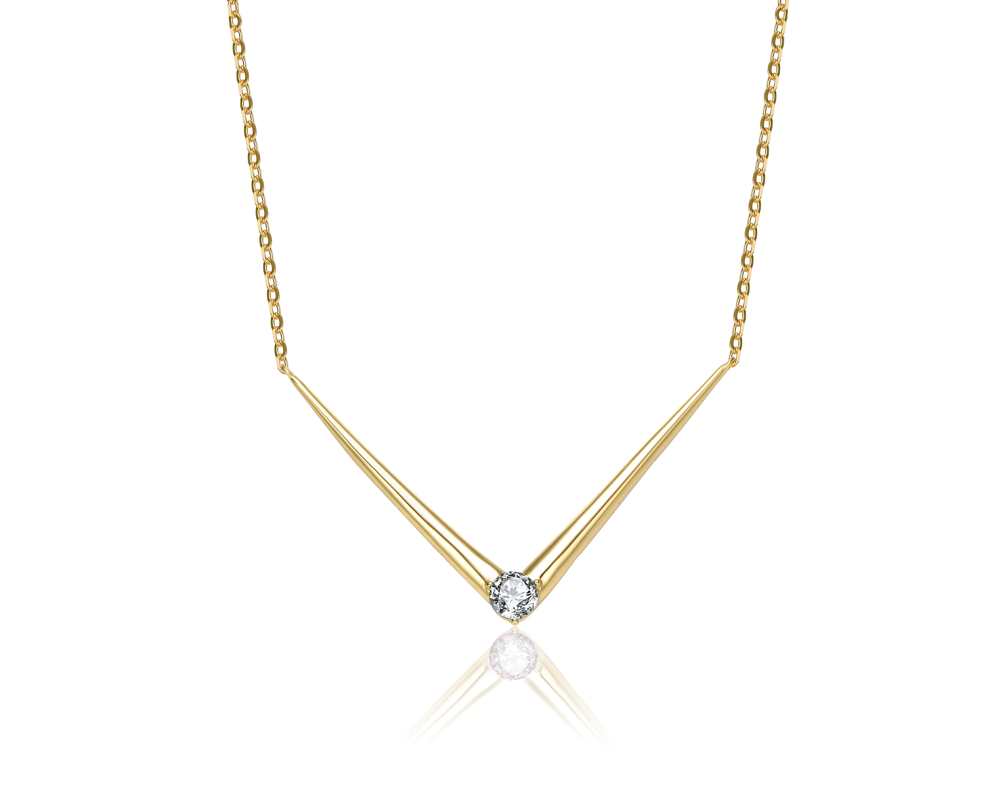 Stella Valentino Moissanite Solitaire Chevron Layering Necklace