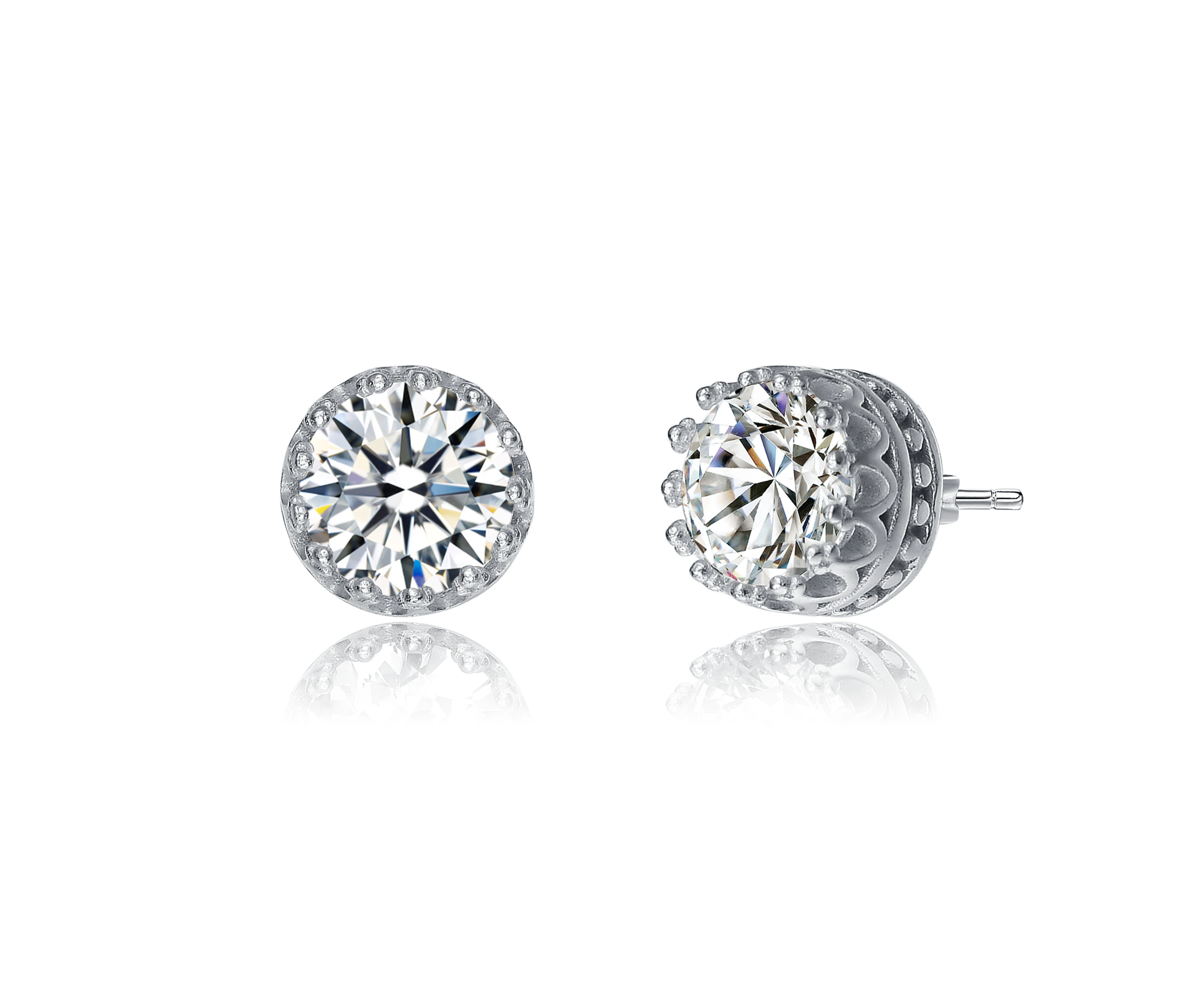 Stella Valentino Sterling Silver 2.40ctw Moissanite Solitaire Stud Earrings