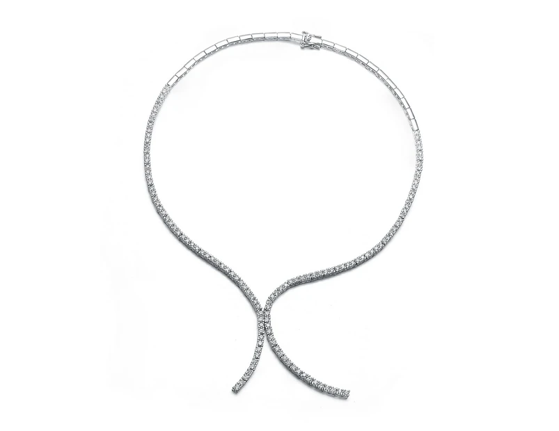 Genevive Sterling Silver Cubic Zirconia Tennis Necklace