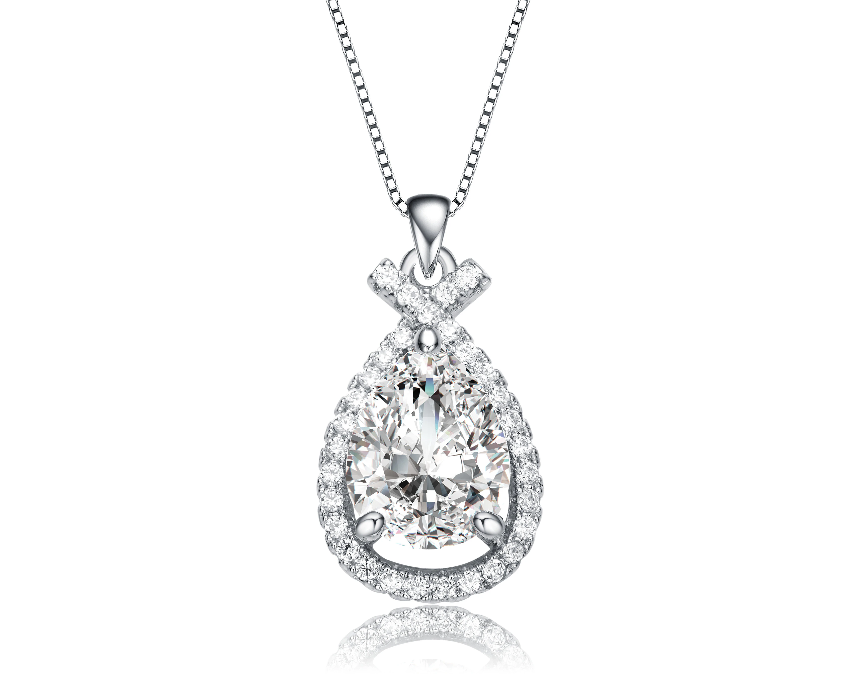 Rachel Glauber Rain Droplet Cubic Zirconia Pendant Necklace