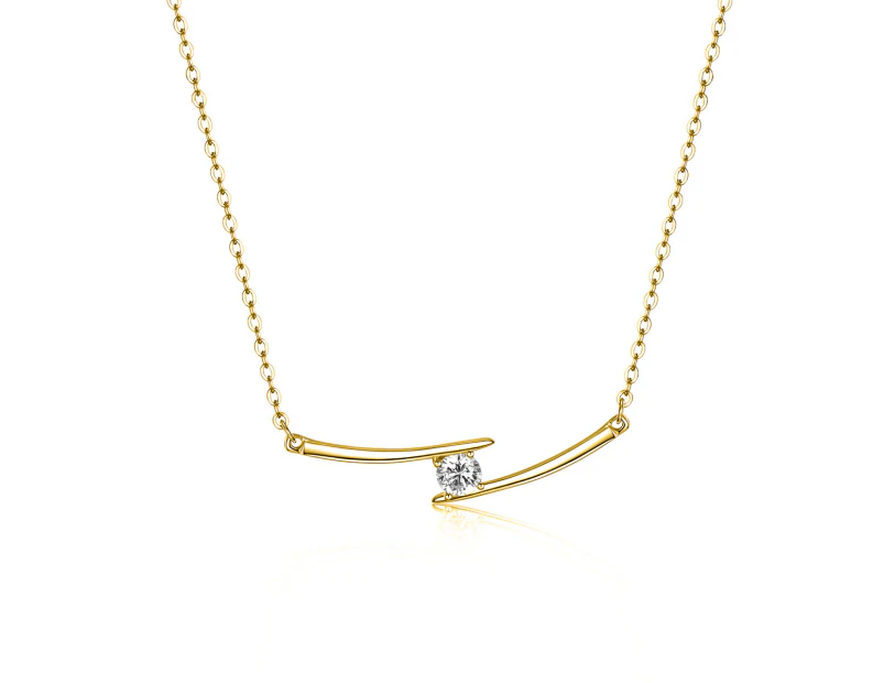 Stella Valentino Moissanite Solitaire Chevron Bar Pendant Necklace