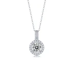 Stella Valentino Sterling Silver with 1ctw Moissanite Halo Cluster Drop Pendant Necklace