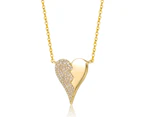 Rachel Glauber Gold Broken Cracked Zig-Zag Half & Half Heart Pendant Necklace