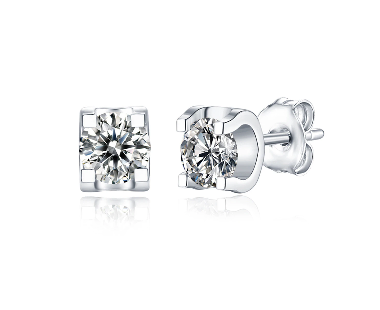 Stella Valentino Sterling Silver with 0.50ctw Moissanite Solitaire Stud Earrings