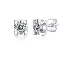 Stella Valentino Sterling Silver with 0.50ctw Moissanite Solitaire Stud Earrings