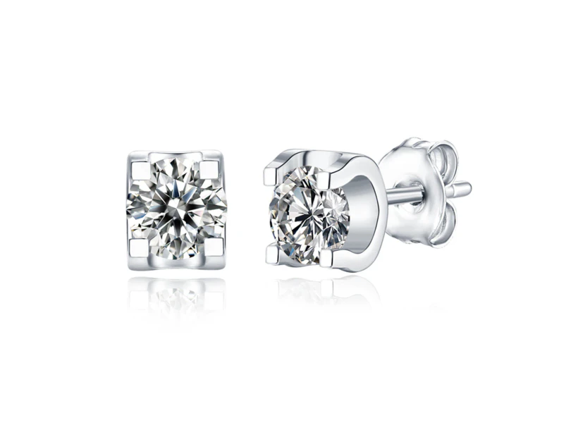 Stella Valentino Sterling Silver with 0.50ctw Moissanite Solitaire Stud Earrings