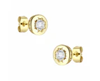 Stella Valentino Sterling Silver Gold Plated with 0.60ctw Moissanite Solitaire Modern Bezel Stud Earrings