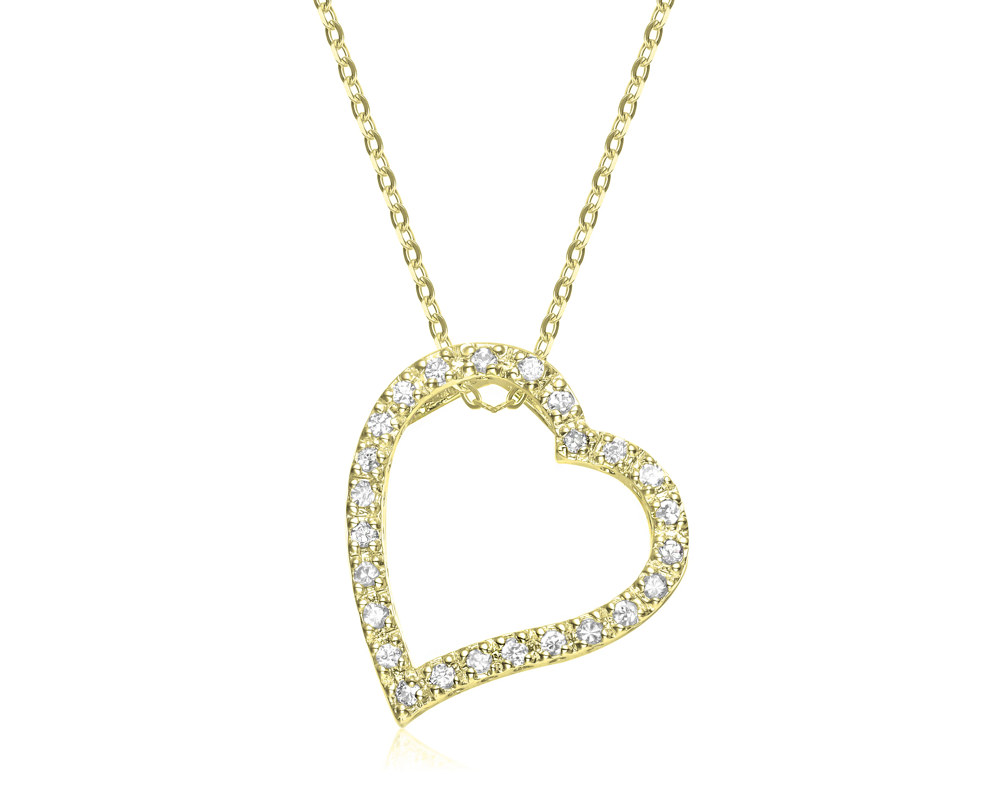 Rachel Glauber Gold Heart Halo Floating Pendant Necklace