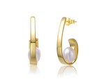 Genevive Gold Freshwater Pearl Ribbon Half-Hoop Earrings