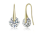 Stella Valentino Sterling Silver Gold with 8ctw Moissanite Solitaire Wire Drop Earrings