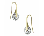 Stella Valentino Sterling Silver Gold with 8ctw Moissanite Solitaire Wire Drop Earrings