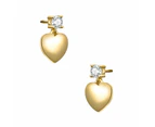 Stella Valentino Sterling Silver Gold with 0.30ctw Moissanite Heart Dangle Earrings