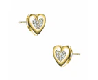 Stella Valentino Sterling Silver Gold Plated with 0.18ctw Moissanite Pave Heart Stud Earrings