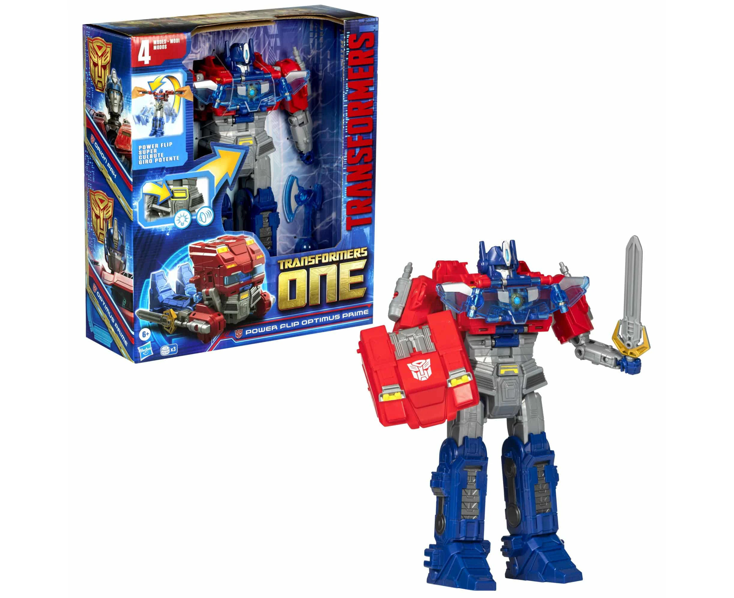 Transformers One Movie Power Flip Optimus Prime (orion Pax) Converting Action Figure, 4 Modes, 10-inch Interactive Electronic Toy, Lights & Sounds, 6+