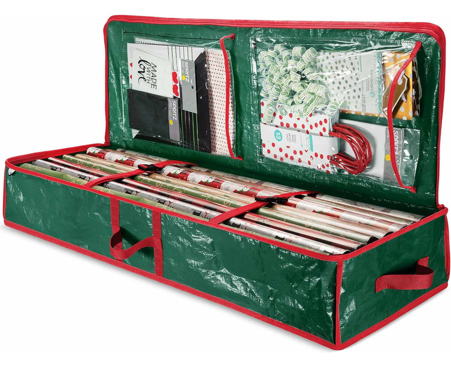 Christmas Wrapping Paper Storage Organizer, Easily Organizes, Interior Pockets, Fits 18-24 Standard Rolls, 104*36*16 cm