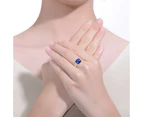 Rachel Glauber Sapphire Blue Radiant Halo Ring