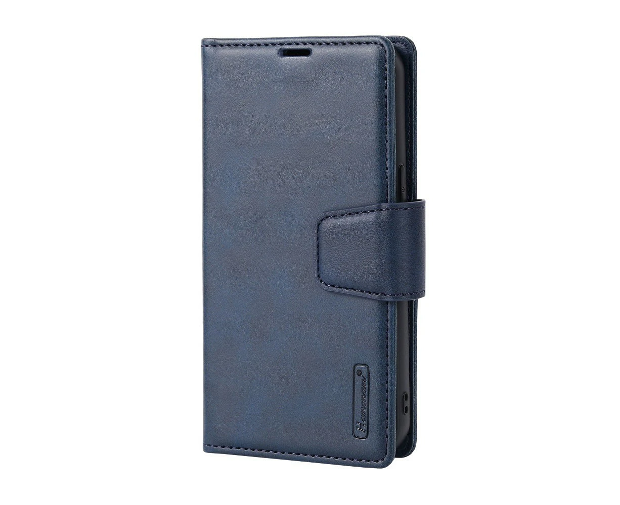 Hanman 2 in 1 Detachable Magnetic Flip Leather Wallet Cover Case for iPhone 16 Pro Navy