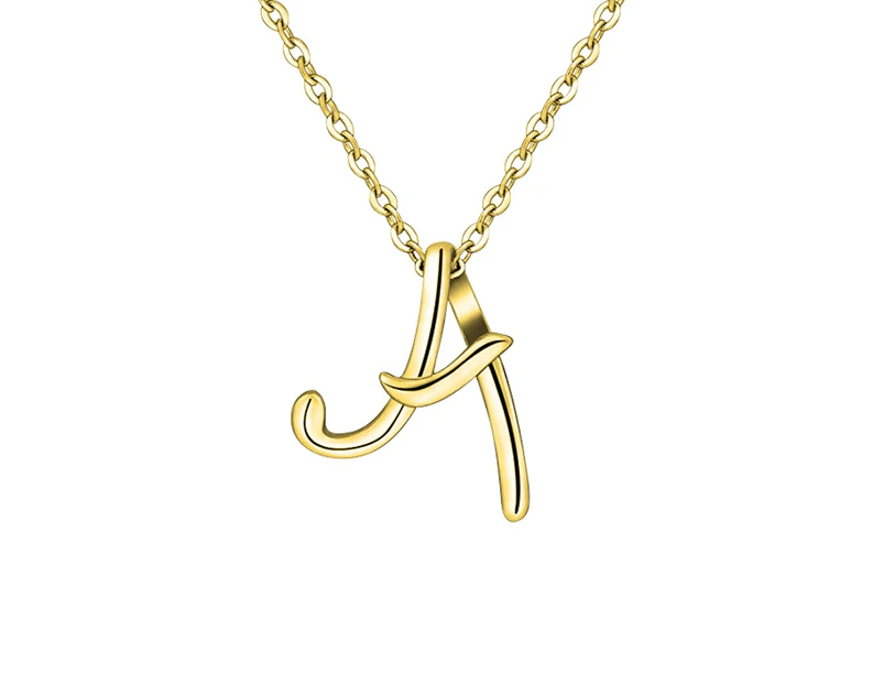 GiGiGirl Gold Script Initial Pendant Necklace.