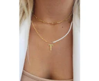 Rachel Glauber Gold Initial Pearl Link Chain Necklace