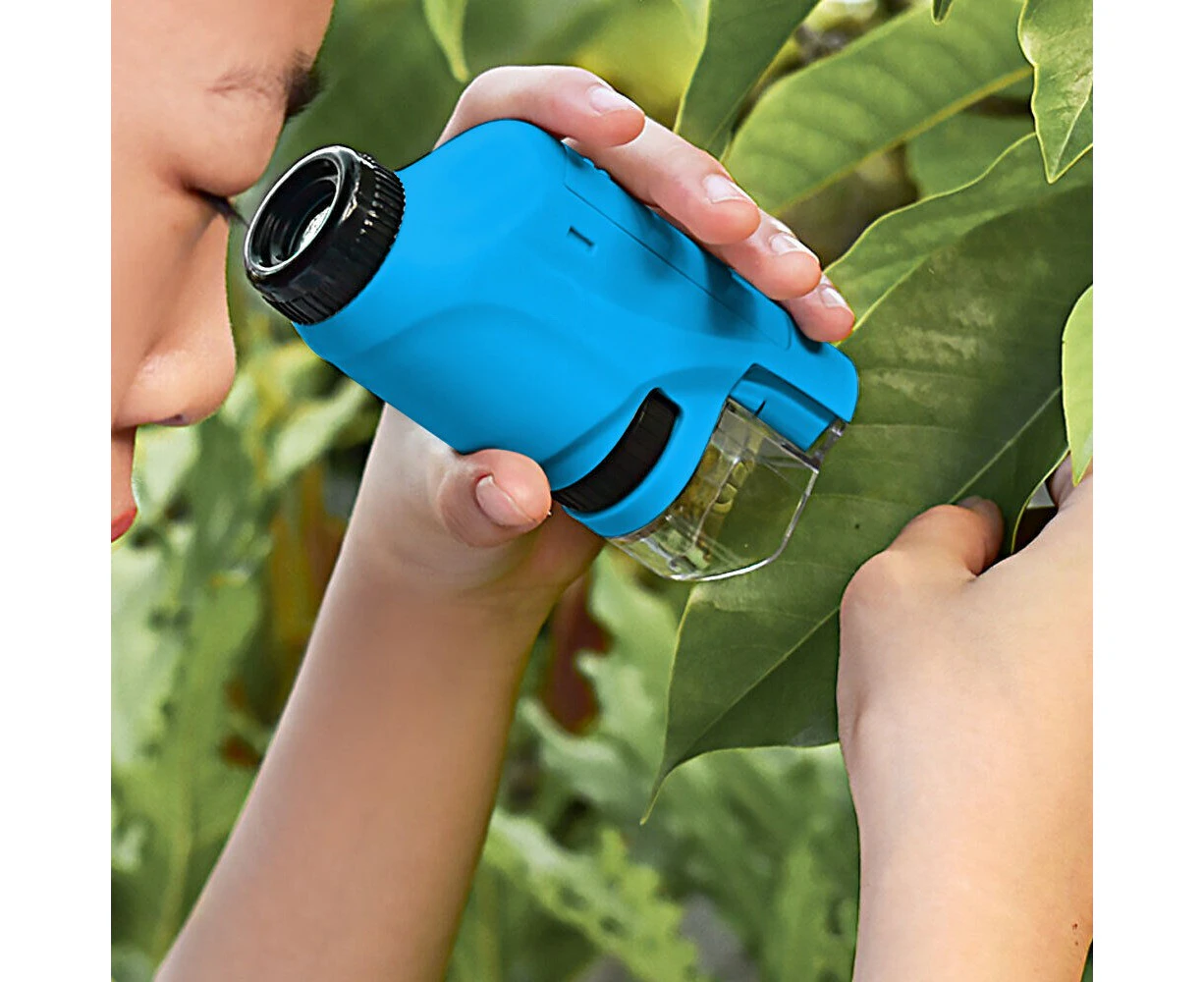 Portable Pocket Microscope Science Toys Educational Microscope Kit for Kids-Blue