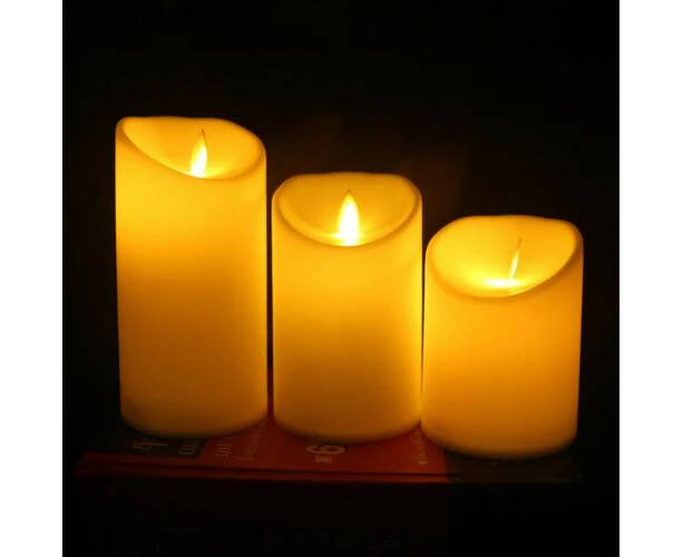 3X Flameless LED Candle WarmWhite Moving Dancing Wick Electic Candles Weding