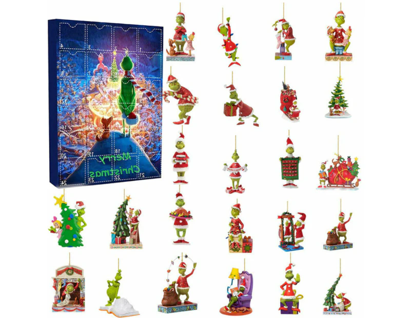 Christmas Grinch Inspired 24 Days Advent calendar Xmas Countdown Blind Box Style 1