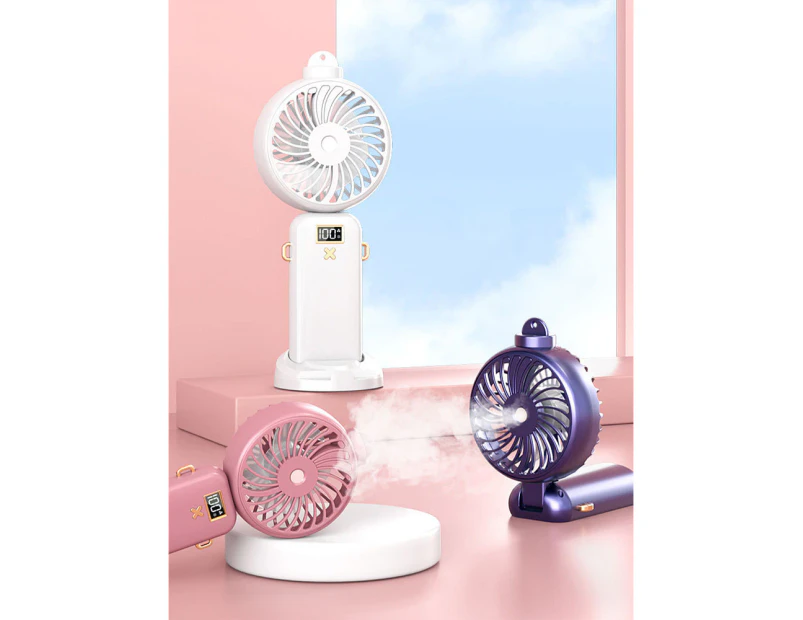 Portable Handheld Misting Fan,5000mAh,5 Speeds,LED Display,90°Foldable Cooling Fan for Camping Outdoor, Home, Office Purple