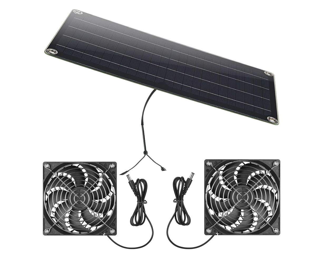 Solar Panel Fan Kit, AntPay 10W Weatherproof Dual Fan with 11Ft/3.5m Cable for Small Chicken Coops, Greenhouses, Sheds,Pet Houses, Window Exhaust