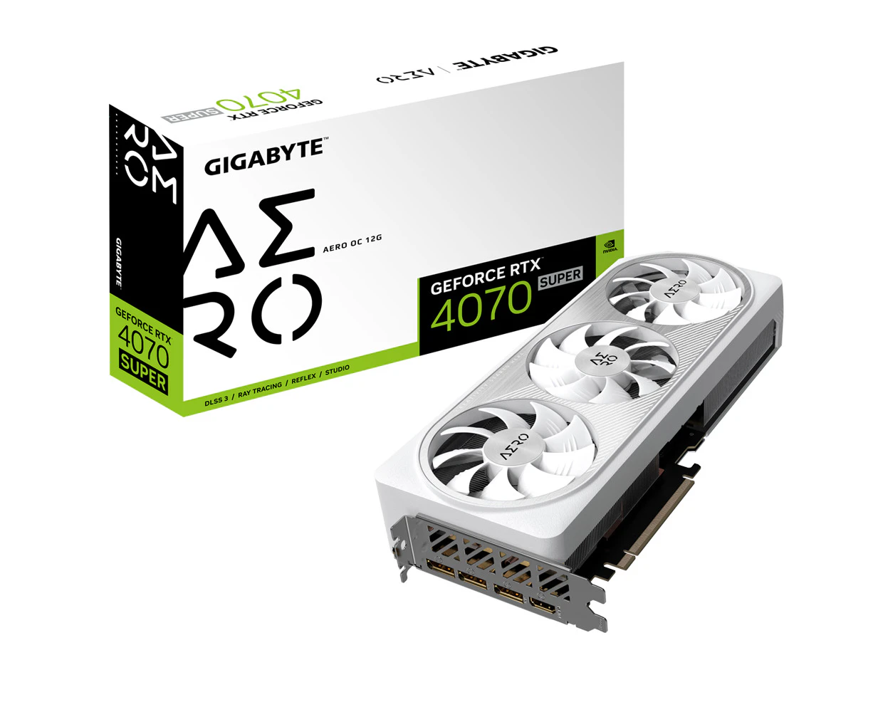 GIGABYTE Nvidia GeForce RTX 4070 SUPER AERO OC 12G GDDR6X 192 bit/2565MHz/PCI-E 4.0/Max Res 7680x4320/3x DP 1.4a & 1x HDMI 2.1a