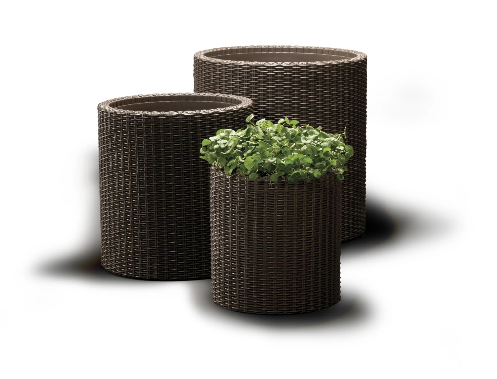 Keter Cylinder Planter- Set of 3 (S+M+L) - Dark Brown