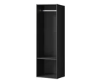 Oikiture Open Wardrobe Shelf Unit Clothes Storage 2 Shelves Hanging Rail Black