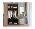 Oikiture Open Wardrobe Shelf Unit Clothes Storage 2 Shelves Hanging Rail Black