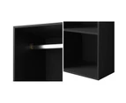 Oikiture Open Wardrobe Shelf Unit Clothes Storage 2 Shelves Hanging Rail Black